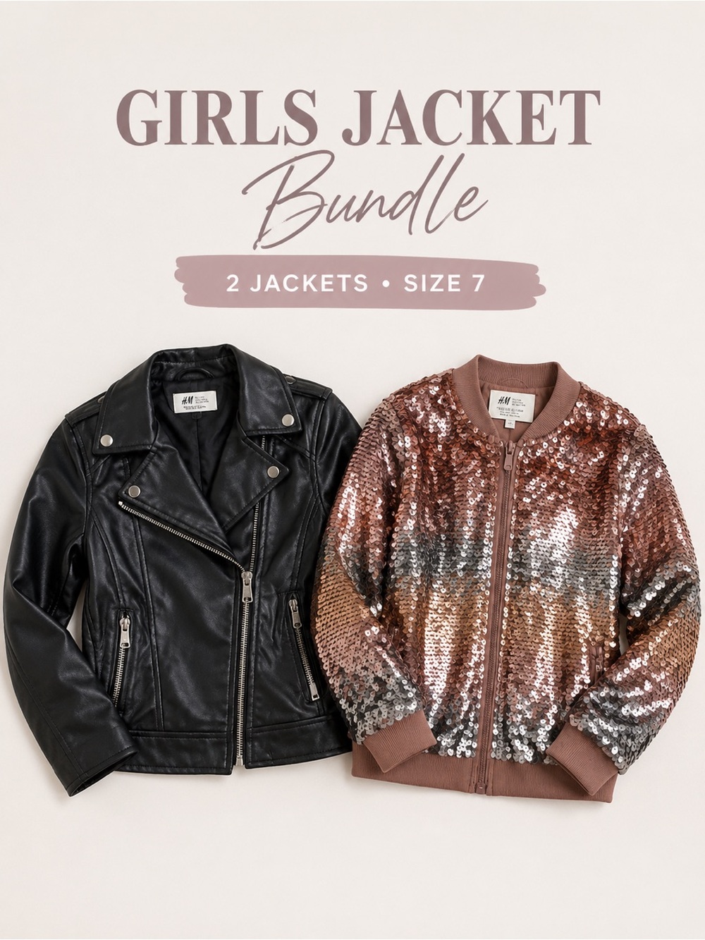 Girls Jacket Bundle | 2 Jackets | Size 7 | H&M | Excellent Condition ✨🖤